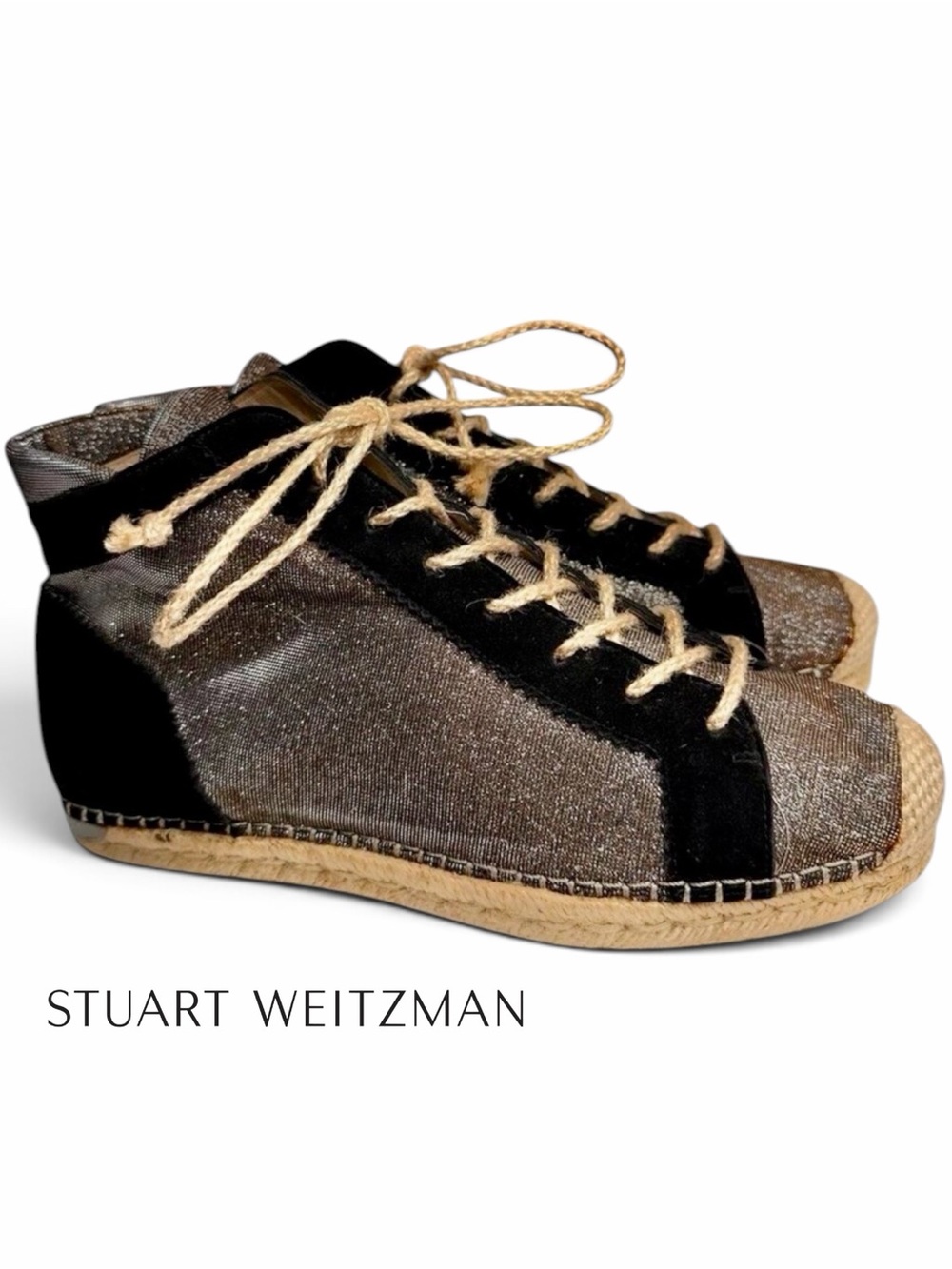 Stuart Weitzman Metallic High Top Espadrille Sneakers Womens 9.5